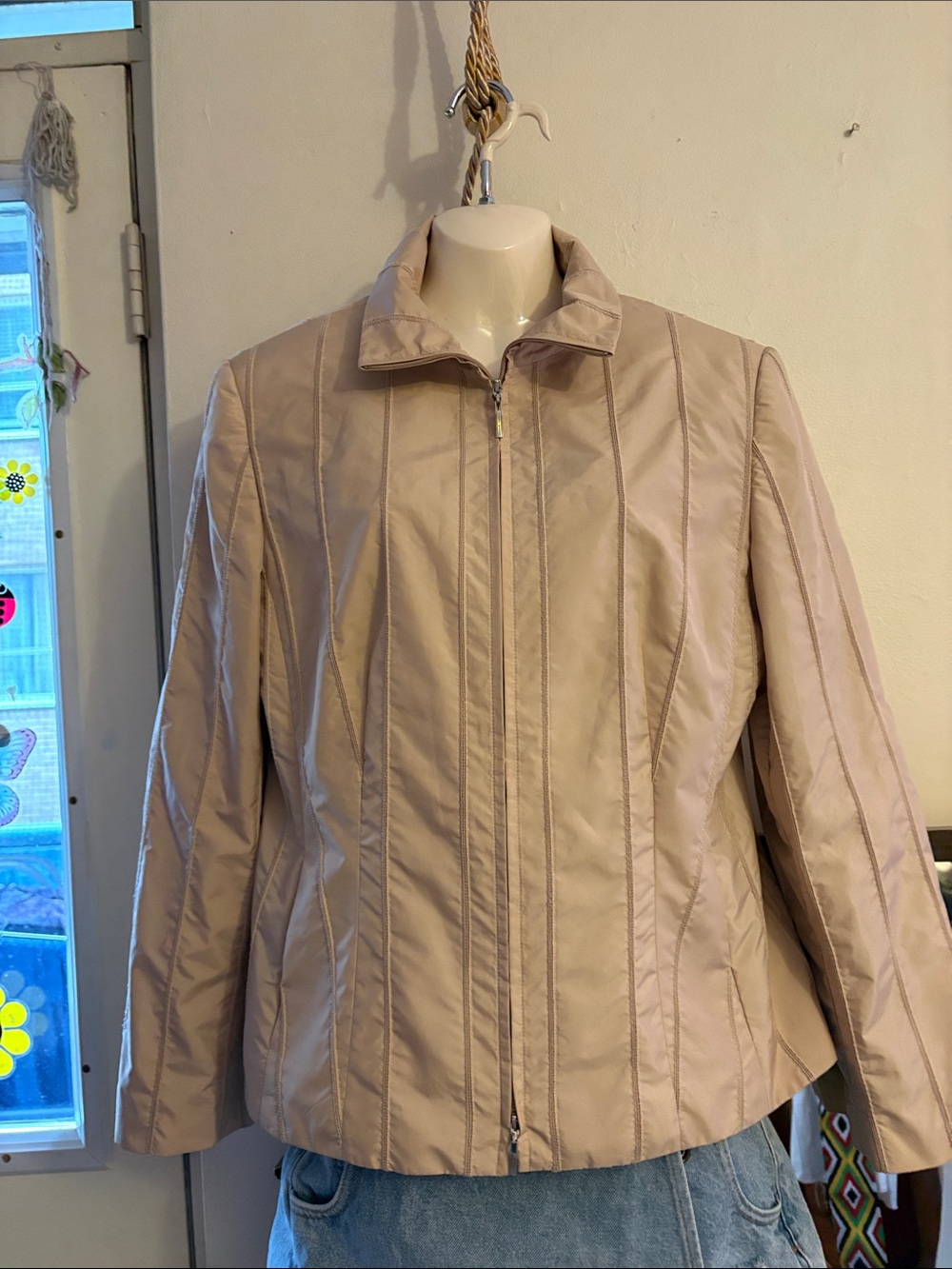 Gerry Weber Light Beige Quilted Zip-Front Trench Jacket